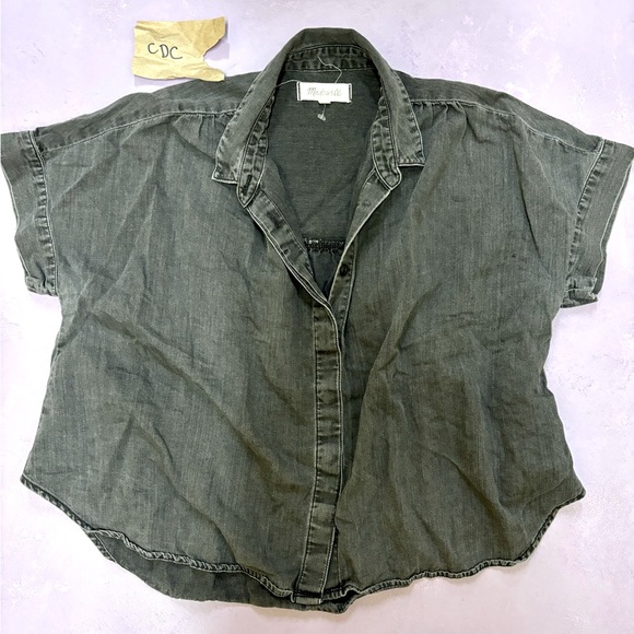 Madewell Shirt Womens Size Small Black Denim Hilltop Lunar Wash Button Down - Picture 4 of 12